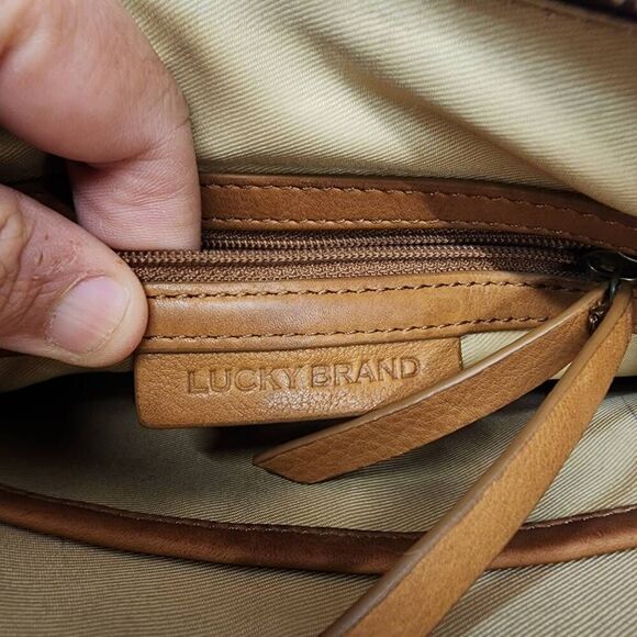 Lucky Brand Small Crossbody Brown Leather Handbag Aged Distressed - Picture 8 of 10